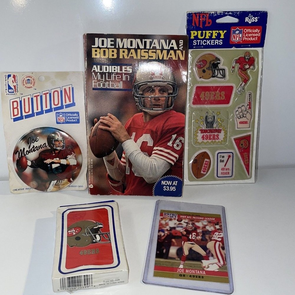 VTG Joe‎ Montana San Francisco 49ers NFL Collection Lot Puffy Stickers Card Book